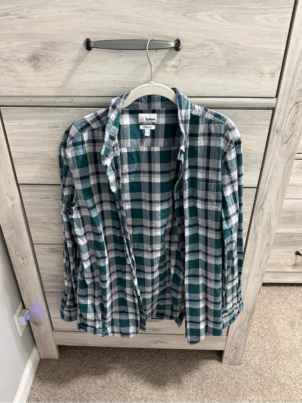 Sonoma Teal, White & Gray Plaid Lightweight Shirt Jacket